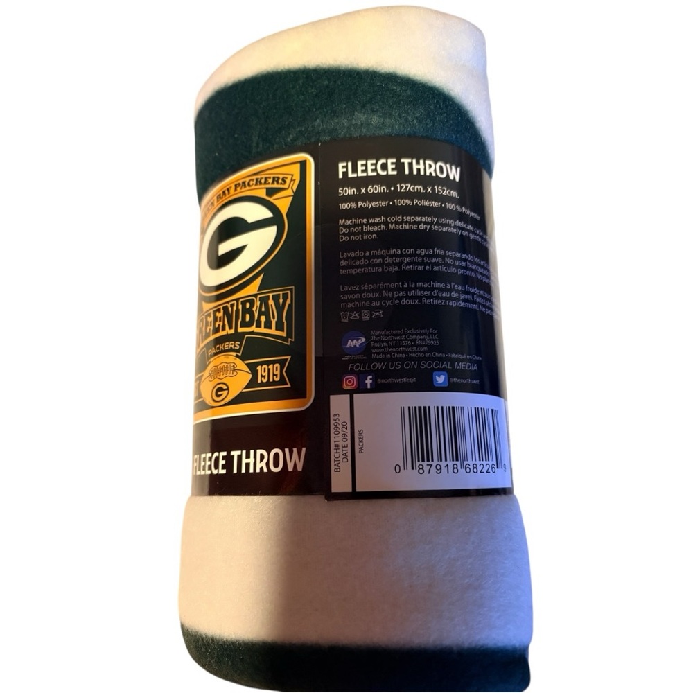 Green Bay Packers NFL Fleece Throw 50” x 60” NWT